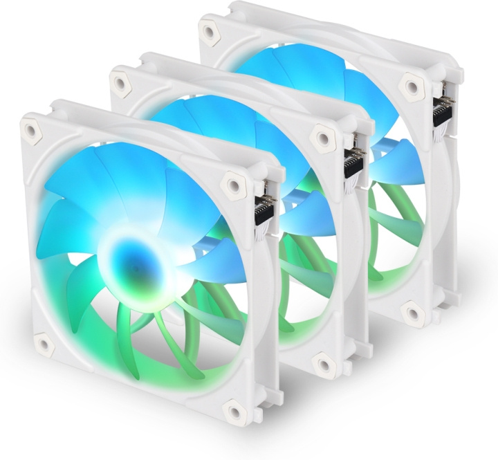 Blackstorm Luna UF120 ARGB PWM fan pack, white, 120 mm, 3 pcs per pack in the group COMPUTERS & PERIPHERALS / Computer components / Cooling / Chassis fans at TP E-commerce Nordic AB (C78436)