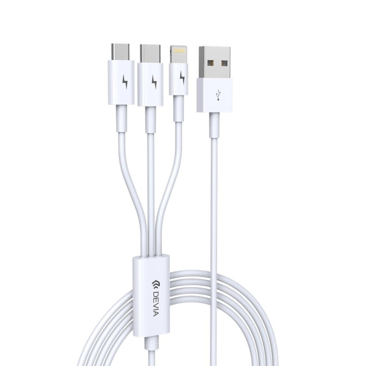 Devia kabel 3in1 Smart EC141 USB - Lightning + USB-C + MicroUSB 1,2 m 2A vit in the group SMARTPHONE & TABLETS / Chargers & Cables / Cables / Cables Lightning at TP E-commerce Nordic AB (C78537)