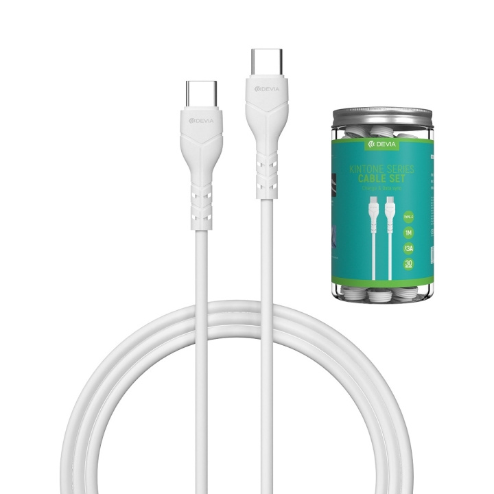 Devia kabel Kintone EC151 USB-C - USB-C 1,0 m 3A vit set 30 st in the group SMARTPHONE & TABLETS / Chargers & Cables / Cables / Cables Type C at TP E-commerce Nordic AB (C78651)