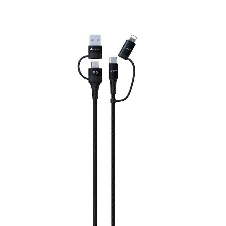 Devia kabel 4in1 Extreme EC504 PD USB-C + USB - USB-C + Lightning 1,5 m svart in the group SMARTPHONE & TABLETS / Chargers & Cables / Cables / Cables Lightning at TP E-commerce Nordic AB (C78653)