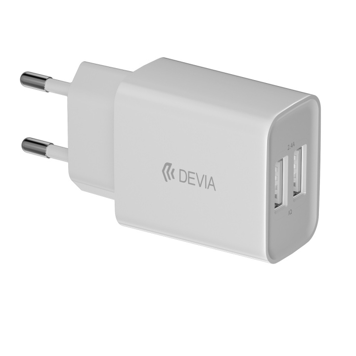 Devia väggladdare Smart 2x USB 2,4A vit in the group SMARTPHONE & TABLETS / Chargers & Cables / Wall charger / Wall charger USB at TP E-commerce Nordic AB (C78660)