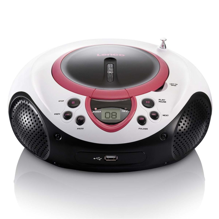 Lenco Portable FM Radio CD and USB player Pink in the group HOME ELECTRONICS / Audio & Picture / Home cinema, Hifi & Portable / Radio & Alarm clocks / Radio at TP E-commerce Nordic AB (C78727)