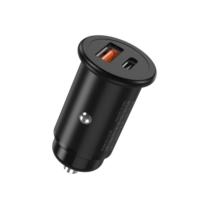 XO billaddare CC38 PD QC 3.0 20W 1X USB 1x USB-C svart in the group SMARTPHONE & TABLETS / Chargers & Cables / Car chargers at TP E-commerce Nordic AB (C79164)