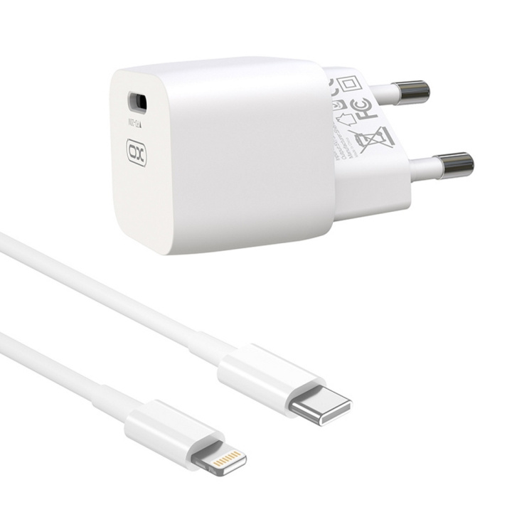 XO väggladdare CE01B PD 20W 1x USB-C vit + kabel USB-C - Lightning in the group SMARTPHONE & TABLETS / Chargers & Cables / Wall charger / Wall charger USB-C at TP E-commerce Nordic AB (C79169)