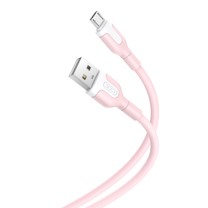 XO kabel NB212 USB - microUSB 1,0 m 2,1A rosa in the group COMPUTERS & PERIPHERALS / Computer cables / USB / Micro-USB at TP E-commerce Nordic AB (C79187)