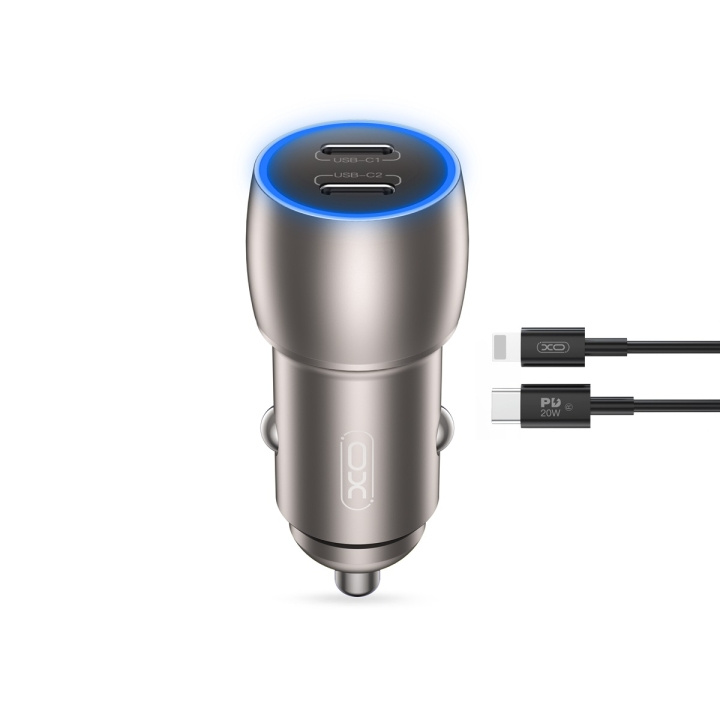 XO billaddare CC51 PD 40W 2x USB-C grå + USB-C - Lightning-kabel in the group SMARTPHONE & TABLETS / Chargers & Cables / Car chargers at TP E-commerce Nordic AB (C79250)