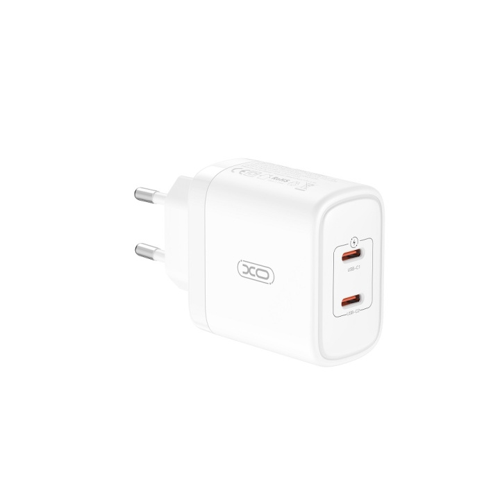 XO väggladdare CE08 PD 50W 2x USB-C vit in the group SMARTPHONE & TABLETS / Chargers & Cables / Wall charger / Wall charger USB-C at TP E-commerce Nordic AB (C79265)