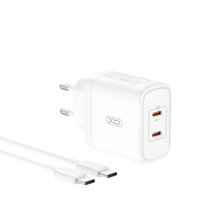 XO väggladdare CE08 PD 50W 2x USB-C vit + USB-C - USB-C kabel in the group SMARTPHONE & TABLETS / Chargers & Cables / Wall charger / Wall charger USB-C at TP E-commerce Nordic AB (C79267)