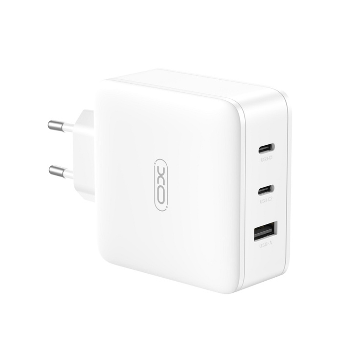 XO väggladdare CE14 PD QC 3.0 100W 1x USB 2x USB-C vit in the group SMARTPHONE & TABLETS / Chargers & Cables / Wall charger / Wall charger USB-C at TP E-commerce Nordic AB (C79275)