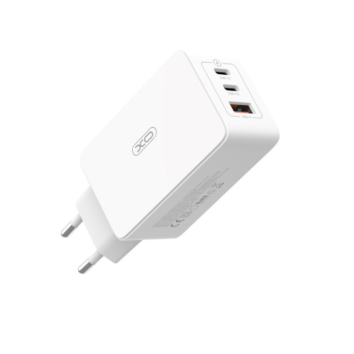 XO väggladdare CE13 PD QC 3.0 65W 1x USB 2x USB-C vit in the group SMARTPHONE & TABLETS / Chargers & Cables / Wall charger / Wall charger USB-C at TP E-commerce Nordic AB (C79276)