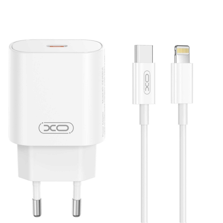 XO väggladdare CE25 PD 25W 1x USB-C vit + kabel USB-C - Lightning in the group SMARTPHONE & TABLETS / Chargers & Cables / Wall charger / Wall charger Lightning at TP E-commerce Nordic AB (C79319)