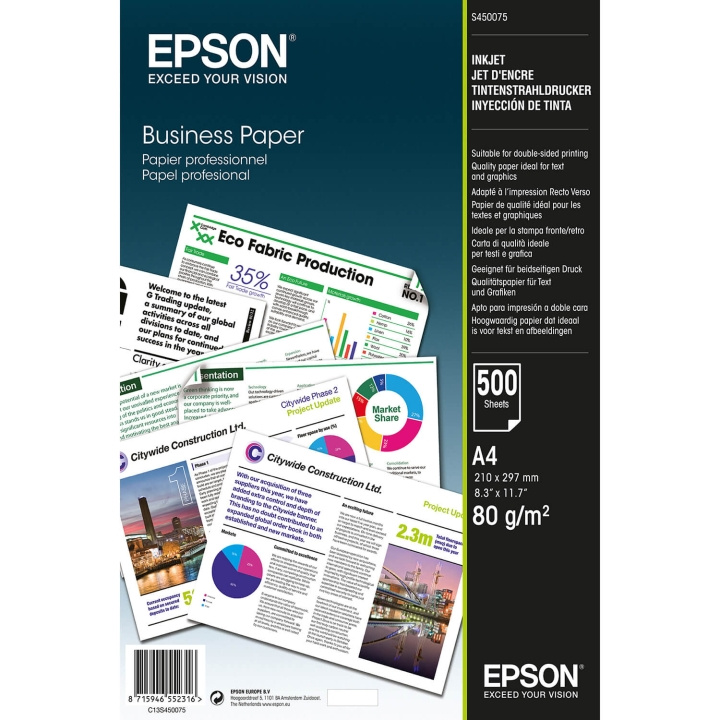 Epson A4 Business Paper 80gsm 500 Sheets in the group HOME, HOUSEHOLD & GARDEN / Office material / Paper & Pads at TP E-commerce Nordic AB (C79452)