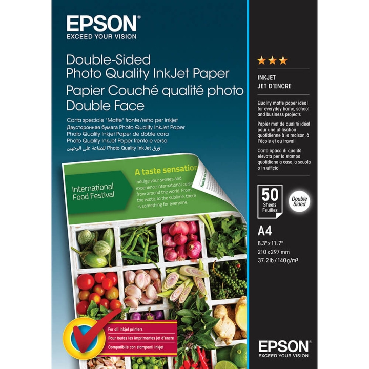 Epson A4 Double-Sided Photo Quality Inkjet Paper - A4 - 50 Sheets in the group HOME, HOUSEHOLD & GARDEN / Office material / Paper & Pads at TP E-commerce Nordic AB (C79459)