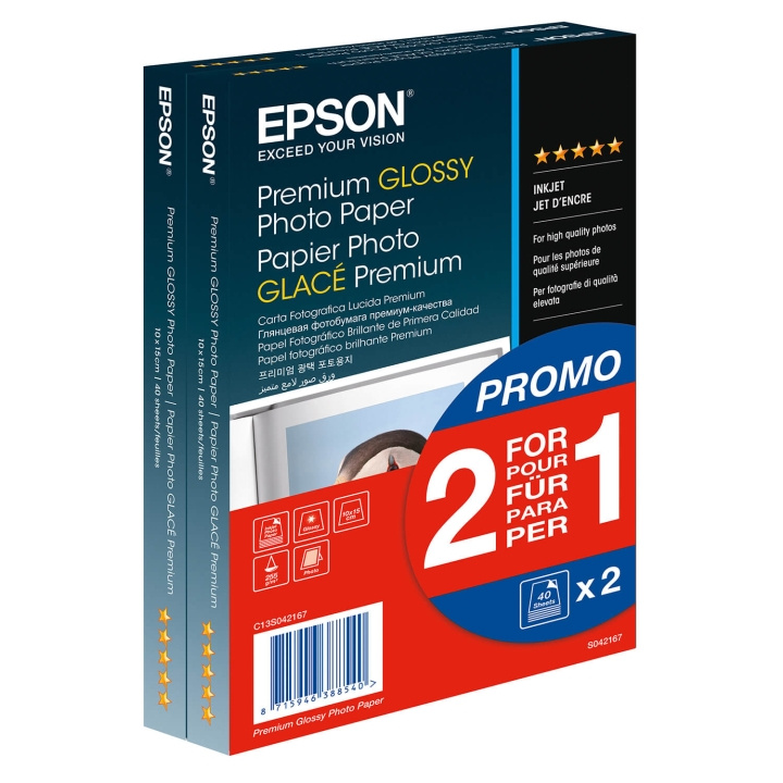 Epson Premium Glossy Photo Paper (2 for 1), 10x15, 255g/m², 80 Sheets Total in the group HOME ELECTRONICS / Photo & Video / Photo equipment / Other at TP E-commerce Nordic AB (C79462)