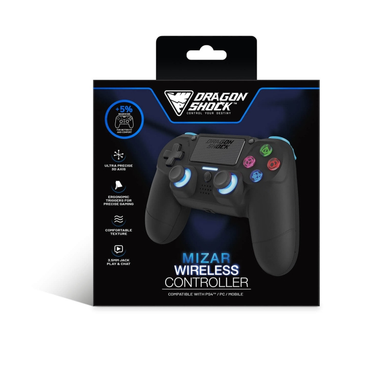 DragonShock Wireless Controller Mizar for PS4 Black in the group HOME ELECTRONICS / Game consoles & Accessories / Sony PlayStation 4 at TP E-commerce Nordic AB (C79476)