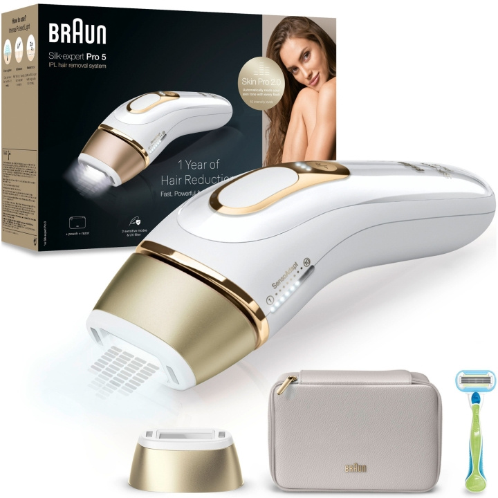 Braun IPL Silk-expert Pro 5 PL5052 White/Gold in the group BEAUTY & HEALTH / Hair & Styling / Hair removal / IPL & Laser at TP E-commerce Nordic AB (C79526)