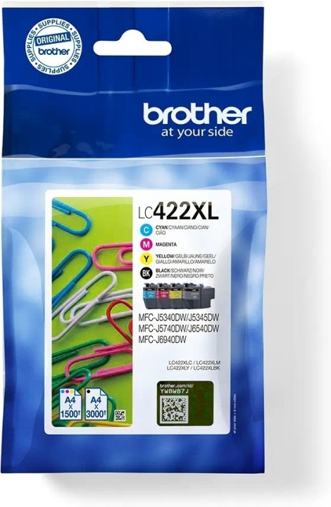 Brother LC422XLVALDR ink cartridge pack, 4 colours in the group COMPUTERS & PERIPHERALS / Printers & Accessories / Ink & Toner / Ink cartridges / Brother at TP E-commerce Nordic AB (C80318)