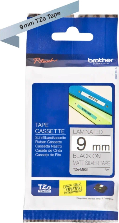 Brother TZe-M921 adhesive tape, 9 mm x 8 m, black with silver background in the group COMPUTERS & PERIPHERALS / Printers & Accessories / Printers / Label machines & Accessories / Tape at TP E-commerce Nordic AB (C80365)