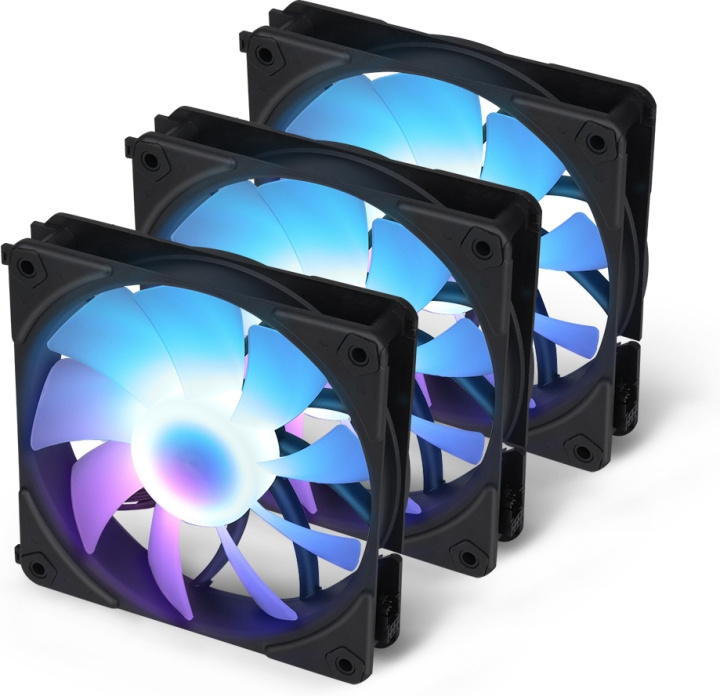 Blackstorm Luna UF120 ARGB PWM fan package, black, 120 mm, 3 pcs. pack in the group COMPUTERS & PERIPHERALS / Computer components / Cooling / Chassis fans at TP E-commerce Nordic AB (C80452)