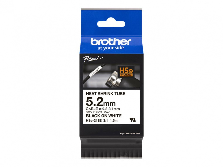 Brother HSe-211E, black text on white background, width 5,2 mm in the group COMPUTERS & PERIPHERALS / Printers & Accessories / Printers / Zebra & Lable printers at TP E-commerce Nordic AB (C80497)