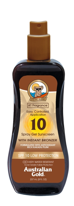 Australian Gold Sunscreen Spray Gel w. Instant Bronzer 237 ml - SPF 10 in the group BEAUTY & HEALTH / Skin care / Tanning / Sunscreen at TP E-commerce Nordic AB (C80520)