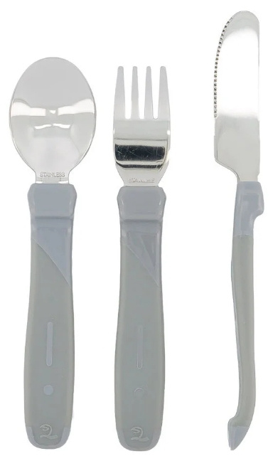 Twistshake Learn Cutlery Stainless Steel 12+m Pastel Grey in the group TOYS, KIDS & BABY PRODUCTS / Eat & Drink / Children\'s tableware at TP E-commerce Nordic AB (C81035)