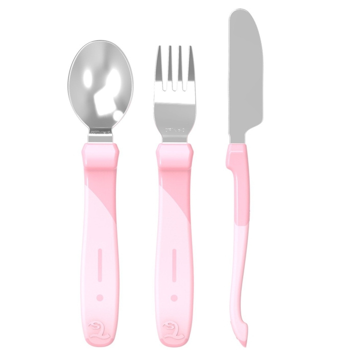 Twistshake Learn Cutlery Stainless Steel 12+m Pastel Pink in the group TOYS, KIDS & BABY PRODUCTS / Eat & Drink / Children\'s tableware at TP E-commerce Nordic AB (C81081)