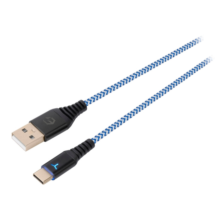 EgoGear Cable SCH10 White/Blue Type-C 3m Braided for PS5 in the group HOME ELECTRONICS / Game consoles & Accessories / Sony PlayStation 5 at TP E-commerce Nordic AB (C81325)