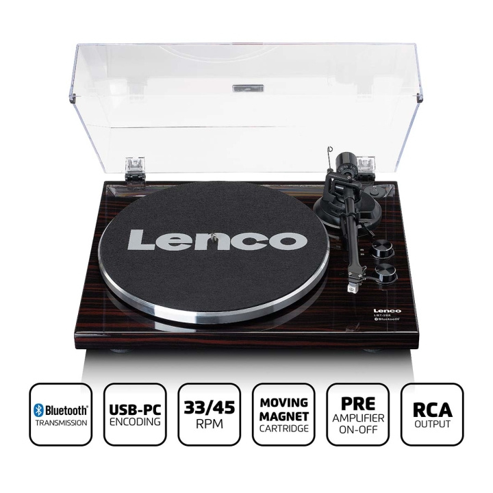 Lenco Record player with Bluetooth® transmission dark brown in the group HOME ELECTRONICS / Audio & Picture / Home cinema, Hifi & Portable / Compact stereo & Record players at TP E-commerce Nordic AB (C81432)