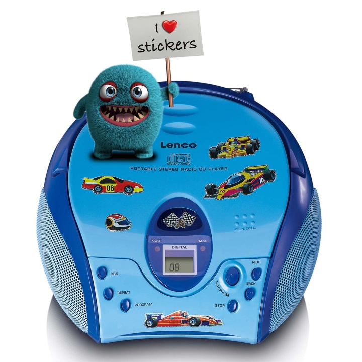 Lenco Boombox with CD player FM radio and stickers Blue in the group HOME ELECTRONICS / Audio & Picture / Home cinema, Hifi & Portable / Radio & Alarm clocks / Radio at TP E-commerce Nordic AB (C81437)