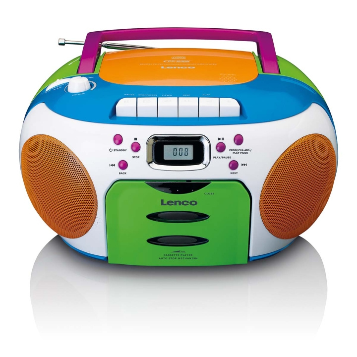 Lenco Portable radio with CD and cassette Kids Multi Colour in the group HOME ELECTRONICS / Audio & Picture / Home cinema, Hifi & Portable / Radio & Alarm clocks / Radio at TP E-commerce Nordic AB (C81439)