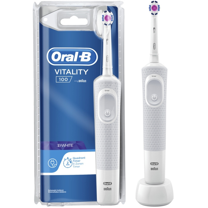 Oral B Eltandborste Vitality 100 3D White in the group BEAUTY & HEALTH / Oral care / Electric toothbrushes at TP E-commerce Nordic AB (C81553)