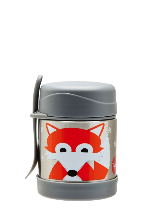 3 Sprouts Stainless Steel Food Jar and Spork - Gray Fox in the group TOYS, KIDS & BABY PRODUCTS / Eat & Drink / Children\'s tableware at TP E-commerce Nordic AB (C82385)