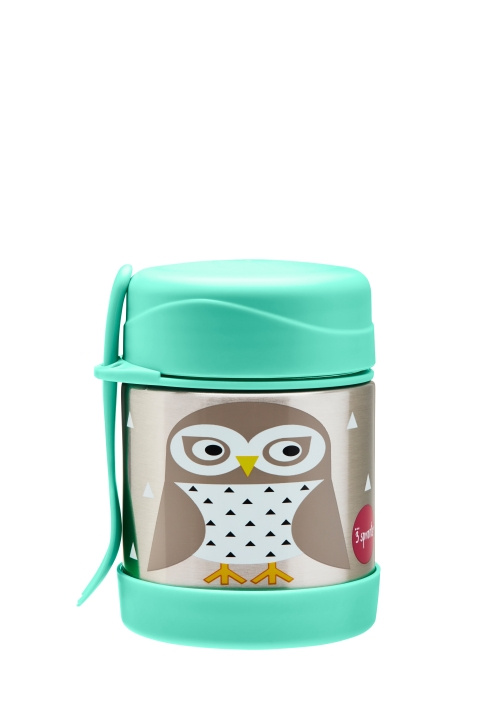 3 Sprouts Stainless Steel Food Jar and Spork - Mint Owl in the group TOYS, KIDS & BABY PRODUCTS / Eat & Drink / Children\'s tableware at TP E-commerce Nordic AB (C82387)