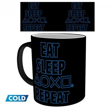 Abysse PLAYSTATION - Mug Heat Change - 320 ml - Eat Sleep Repeat in the group Sport, leisure & Hobby / Fun stuff / Cups at TP E-commerce Nordic AB (C82555)