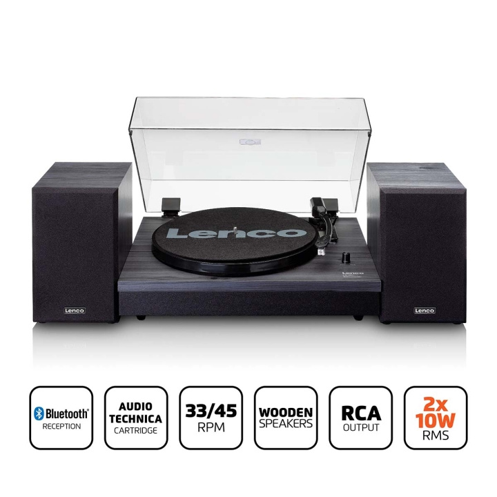 Lenco Record player with Bluetooth® and two external speakers black in the group HOME ELECTRONICS / Audio & Picture / Home cinema, Hifi & Portable / Compact stereo & Record players at TP E-commerce Nordic AB (C82812)