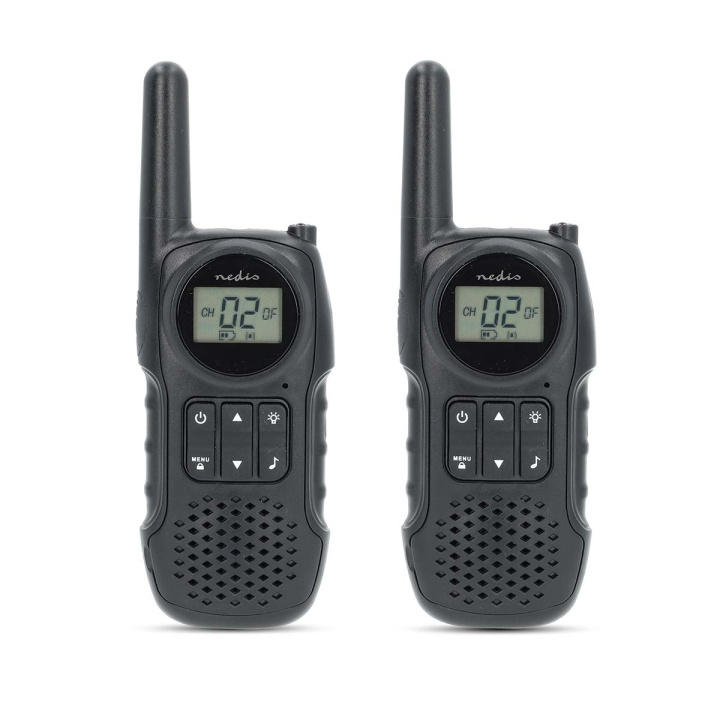 Nedis Walkie-Talkie Set | 2 Handsets | Up to 10 km | Frequency channels: 8 | PTT / VOX | up to 3 Hours | Headphone output | Black in the group Sport, leisure & Hobby / Outdoor recreation / Walkie-talkies at TP E-commerce Nordic AB (C82814)