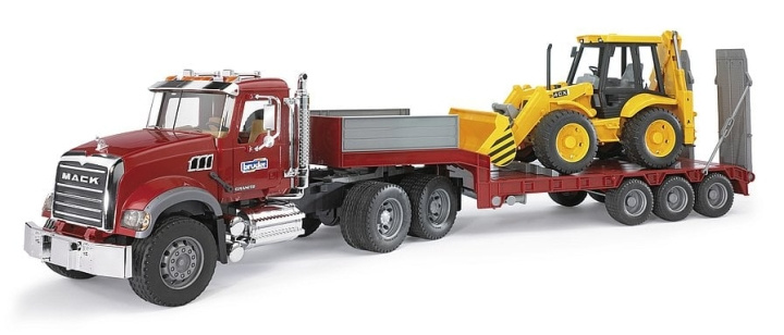 Bruder Brother MACK granite truck with low-loader and JCB 4CX backhoe loader (02813) in the group TOYS, KIDS & BABY PRODUCTS / Toys / Toys at TP E-commerce Nordic AB (C83637)