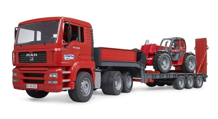 Bruder MAN TGA truck with low loader trailer & Manitou telehandler (02774) in the group TOYS, KIDS & BABY PRODUCTS / Toys / Toys at TP E-commerce Nordic AB (C83665)