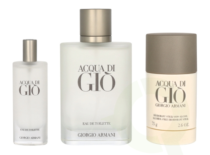 Armani Acqua Di Gio Pour Homme Giftset 190 ml Edt Spray 100ml/Edt Spray 15ml/Deodorant Stick 75g in the group BEAUTY & HEALTH / Gift sets / Gift sets for him at TP E-commerce Nordic AB (C84469)