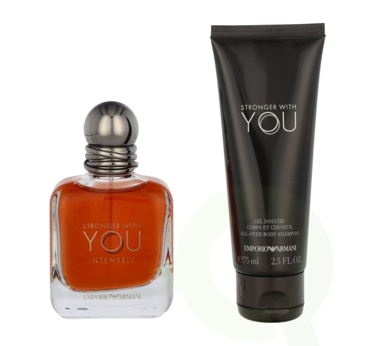 Armani Stronger With You Intensely Giftset 125 ml Edp Spray Intense 50ml/All Over Body Shampoo 75ml in the group BEAUTY & HEALTH / Gift sets / Gift sets for him at TP E-commerce Nordic AB (C85058)