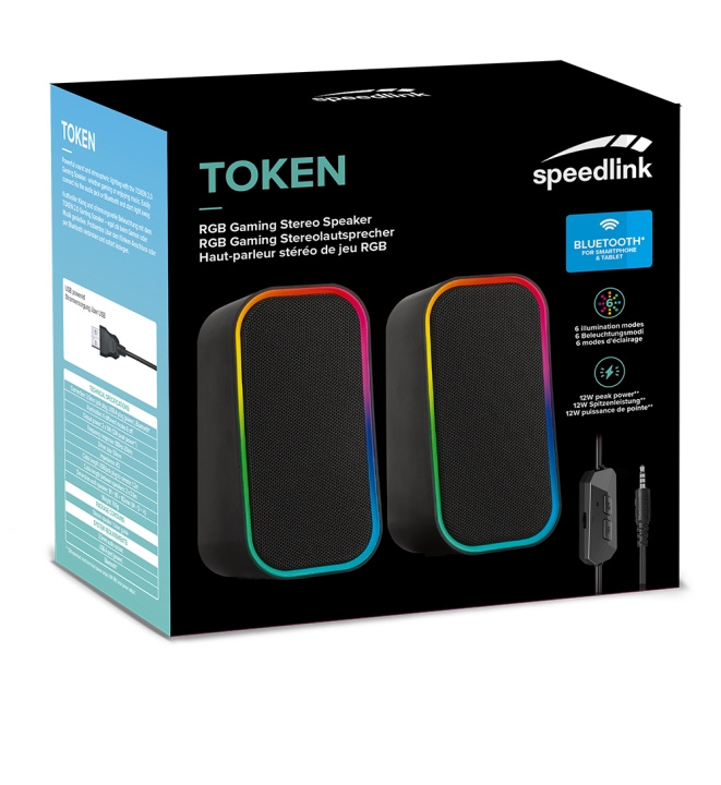 Speedlink TOKEN RGB Gaming Stereo Speaker, black in the group COMPUTERS & PERIPHERALS / Computer accessories / Speakers at TP E-commerce Nordic AB (C86242)