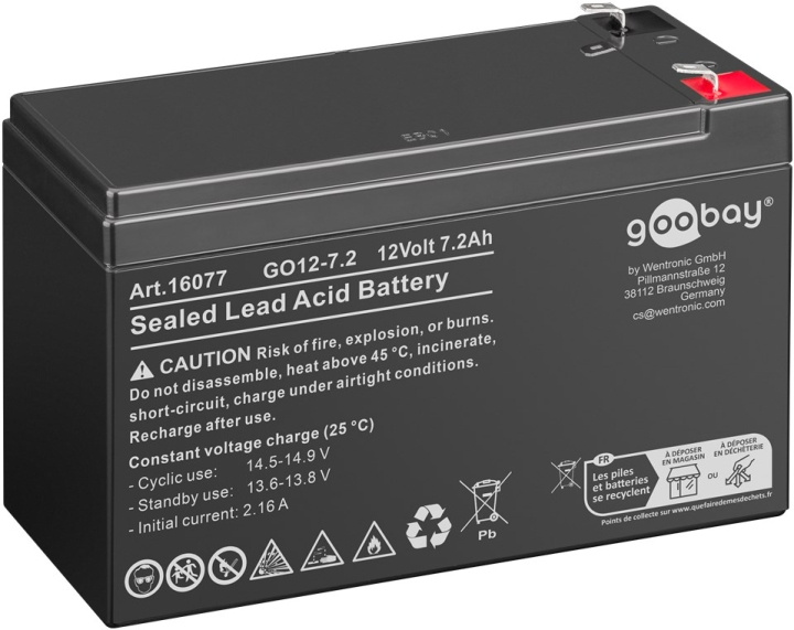 Goobay GO12-7.2 (7200 mAh, 12 V) Faston (4,8 mm) Blybatteri, BattVO in the group HOME ELECTRONICS / Batteries & Chargers / Batteries / Other at TP E-commerce Nordic AB (C86830)