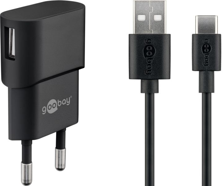 Goobay USB-C™ Dual laddningssats (5 W) Strömförsörjning med USB-C™-kabel 1 m (svart) in the group SMARTPHONE & TABLETS / Chargers & Cables / Wall charger / Wall charger USB-C at TP E-commerce Nordic AB (C86845)