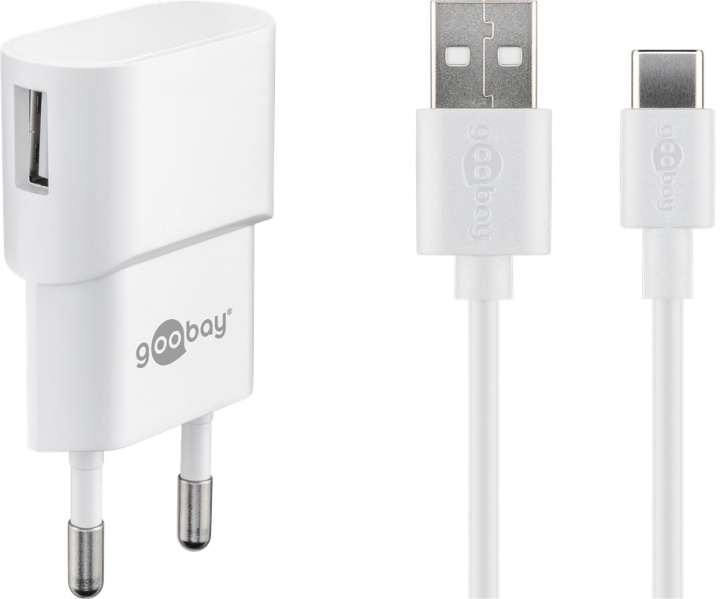 Goobay USB-C™ Dual laddningssats (5 W) Strömförsörjning med USB-C™-kabel 1 m (vit) in the group SMARTPHONE & TABLETS / Chargers & Cables / Wall charger / Wall charger USB-C at TP E-commerce Nordic AB (C86846)