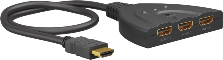 Goobay Manuell HDMI™-omkopplare 3 till 1 (4K @ 30 Hz) för att växla mellan 3x HDMI™-enheter som är anslutna till 1x HDMI™-skärm in the group COMPUTERS & PERIPHERALS / Computer cables / Switches at TP E-commerce Nordic AB (C86862)