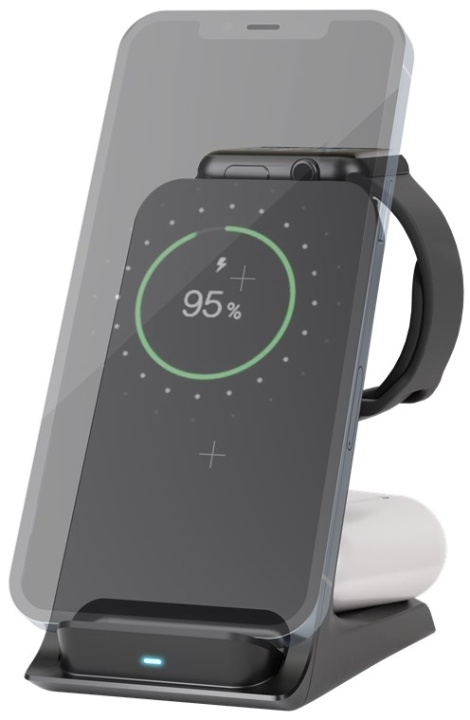 Goobay 3in1 trådlös laddare, Qi-kompatibel, svart laddar trådlöst upp till 3 enheter samtidigt in the group SMARTPHONE & TABLETS / Chargers & Cables / Wireless Qi chargers at TP E-commerce Nordic AB (C86871)