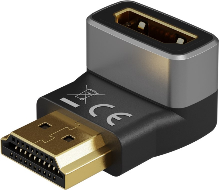 Goobay HDMI™ vinkeladapter 270° vertikal, 8K @ 60 Hz, guldpläterad HDMI™-uttag (typ A) > HDMI™ kontakt (typ A) 270 ° in the group HOME ELECTRONICS / Cables & Adapters / HDMI / Adapters at TP E-commerce Nordic AB (C86971)