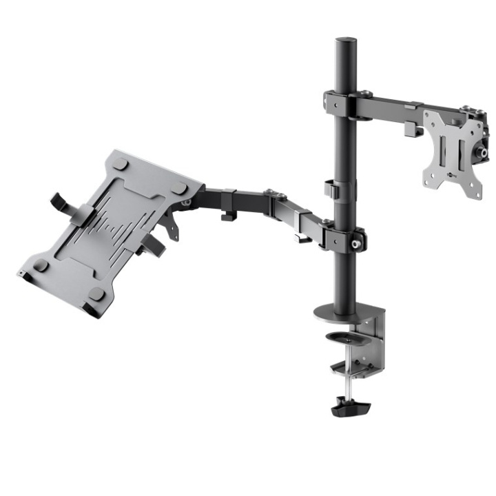 Goobay Skärmfäste med laptop-arm Flex, svart workstation för bildskärmar från 13 till 32 tum (33 - 81 cm) plus en bärbar dator, bildskärm max. 8 kg/bärbar dator 4,5 kg in the group COMPUTERS & PERIPHERALS / Computer monitor / Monitor arms & mounts at TP E-commerce Nordic AB (C87046)