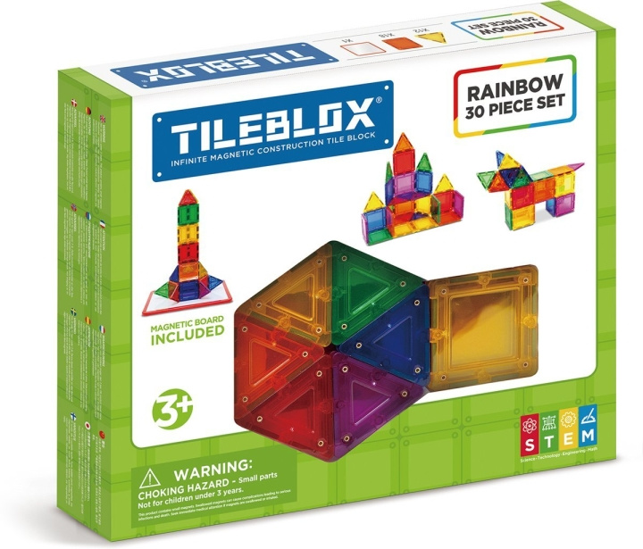 Tileblox Rainbow - 30 pcs w/magnetic board (3202) in the group TOYS, KIDS & BABY PRODUCTS / Toys / Building toys / Toy blocks at TP E-commerce Nordic AB (C87069)